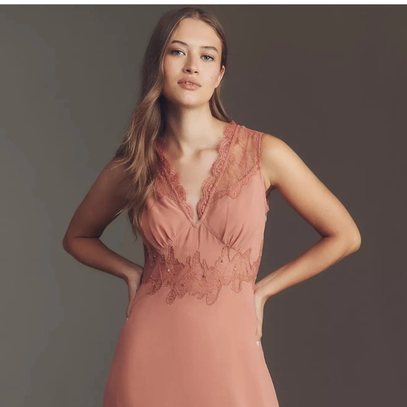Anthropologie Dresses & Skirts - By Anthropologie V-Neck Lace-Panel Maxi Dress M